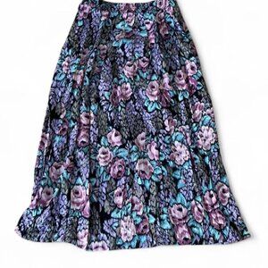 Vintage Russ Whimsy Goth Floral Midi Skirt Romantic A-Line Festival Coachella